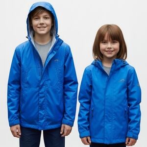 Polar Edge Blue Windbreaker Rain Jacket Youth Size M Hooded Zip Pockets Outdoor